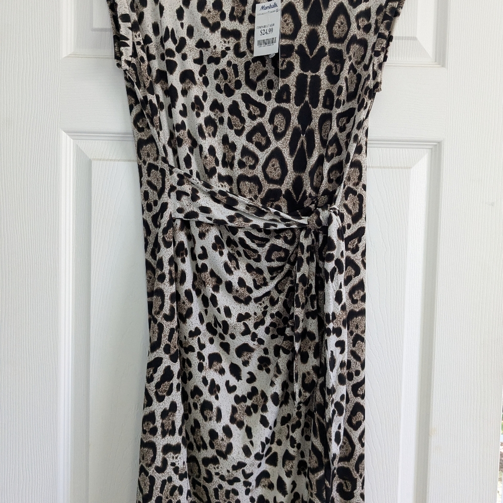 Cute Side Tie Cheetah Print Dress NWT Size 12